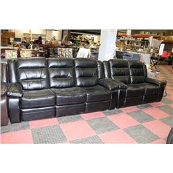 NEW BLAKE BLACK LEATHERETTE RECLINING SOFA AND