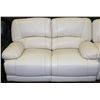 Image 2 : WHITE BONDED LEATHER RECLINING SOFA AND LOVE SEAT