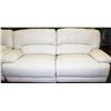 Image 3 : WHITE BONDED LEATHER RECLINING SOFA AND LOVE SEAT