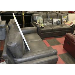 NEW CHARCOAL LEATHERETTE SOFA AND LOVE SEAT