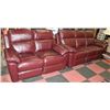 Image 1 : WHISTLER BURGUNDY LEATHER RECLINING SOFA &LOVESEAT