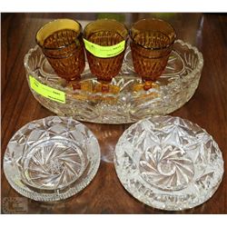 ESTATE PINWHEEL CRYSTAL BOWL AND 2 ASHTRAYS SOLD