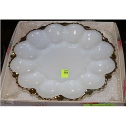VINTAGE MILK GLASS EGG PLATE BY ANCHORGLASS