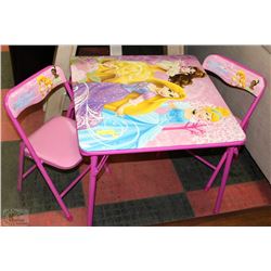 WALT DISNEY KID'S PRINCESS TABLE SET W/2