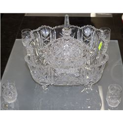 ESTATE PINWHEEL CRYSTAL FRUIT BOWL 10"x10" LIDDED