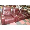 Image 1 : 4PC SHOWHOME BURGUNDY LEATHER THEATER SEATING W/