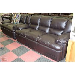NEW BROWN LEATHERETTE SOFA AND LOVE SEAT