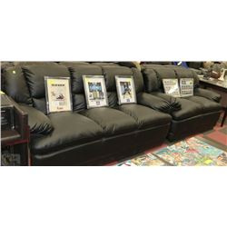 NEW BLACK LEATHERETTE SOFA AND LOVE SEAT