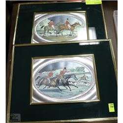 SET OF 2 ESTATE VINTAGE HORSE RIDER FOIL