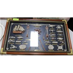 VINTAGE FRAMED DISPLAY WITH VARIOUS SAILOR KNOTS