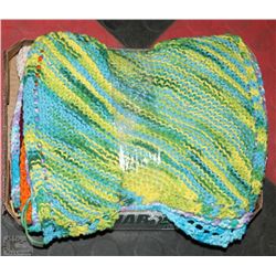 FLAT OF 15 HOMEMADE KNITTED DISH CLOTHES