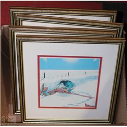 BOX W/SET OF 4 VINTAGE VIGNETTE FRAMED