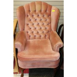 VINTAGE DUSTY ROSE WING BACK PARLOUR CHIAR
