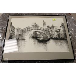 FRAMED CHARCOAL DRAWING OF THE FAMOUS RIALTO