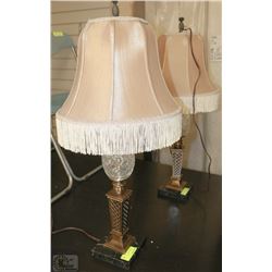 PAIR OF VINTAGE ESTATE CUT GLASS MARBLE BASE LAMPS
