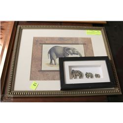 AFRICAN ELEPHANT CARVED STONE ART & FRAMED PRINT