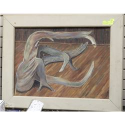 DRIFT WOOD FRAMED OIL ON CANVAS PAINTING