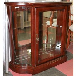 WOOD 2-SHELF DISPLAY CABINET W/CURVED