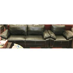 NEW BLACK LEATHERETTE WITH WHITE STITCHING SOFA
