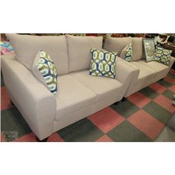 NEW BEIGE FABRIC SOFA AND LOVE SEAT WITH ACCENT