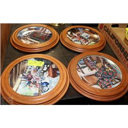 FOUR DECORATIVE PLATES WITH FRAMES
