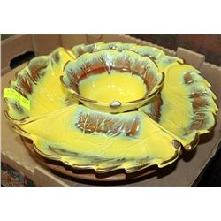 6PC VINTAGE SERVING SET WITH REAL GOLD TRIM ON