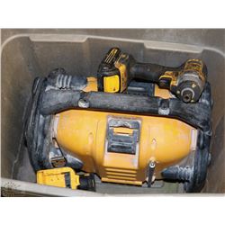 TOTE WITH DEWALT RADIO CHARGER AND 20V IMPACT