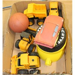 FLAT OF CATERPILLAR TOYS AND CAR SPRINKLER