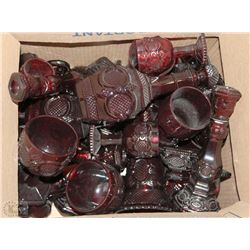 ESTATE BOX  FULL OF AVON CRANBERRY GLASSWARE