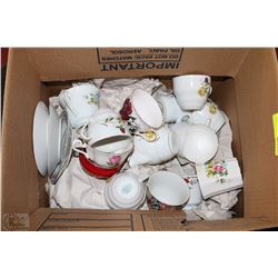 ESTATE BOX OF ENGLISH CUPS AND SAUCERS