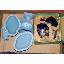 VINTAGE JAPANESE 4 PC VASE & DISH SET AND AVON