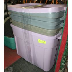 BUNDLE OF 4 RUBBERMAID 68L TUBS WITH LIDS