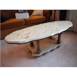 Marble Coffee Table - 47"x19" W/ Matching End Tables (2)