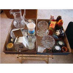 Two Boxes Full Of Glassware, Candleholders, Paperweights, Collectibles, Etc.