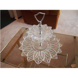 Two Tiered Glass Serving Tray