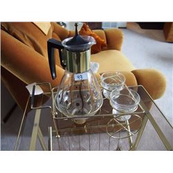 Glass Coffee Heater, Cups (2), Stand