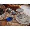 Image 1 : Silver Plated Items (6) Dishes, Kettle, Ashtray, Etc.
