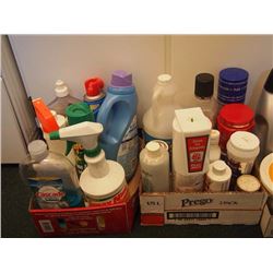 Four Boxes Full Of Cleaning Supplies In Various States Of Use