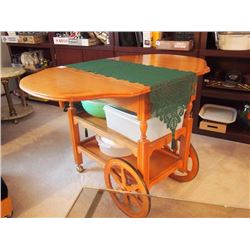 Tea Tray On Wheels - 16"x19"x29", Tabletop Folded up Is 27"x40" W/ Tupperware