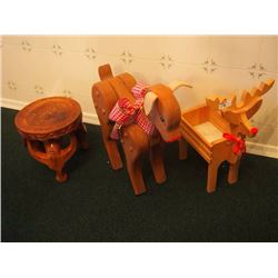 Two Christmas Decorations And Footstool