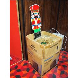 Large Box Full Of Christmas Items, Wooden Rocking Horse Nutcracker, Elegance Acrylic Rocking Horse, 