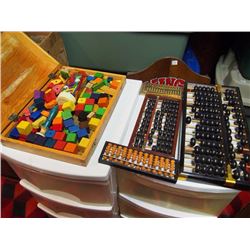 Abacus (4), Wood Block Construction Kit and Case