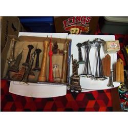 Box Full of Statue Paperweights, Collectibles, Grain Bins, Misc.