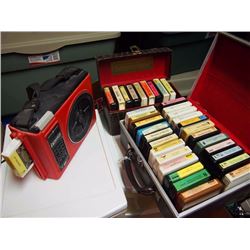 Two Cases Of 8 Track Tapes And 8 Track Player