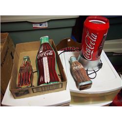 Coca Cola Advertising (4) Lamp, Thermometer, Pencil cases