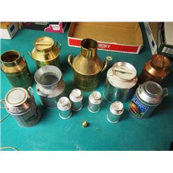 Box Full Of Cream Can Related Items, Salt And Peppers, Etc.