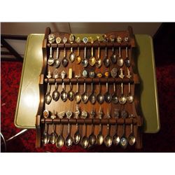 Three Mostly Complete Sets Of Collectible Spoons, Seven Empty Racks