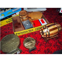 Box Full Of Misc., Mini Kegs, Coin Banks Etc.