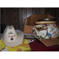 Hat W/ Pins, Decorative Plates, Linens