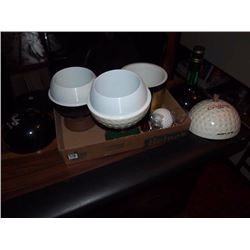 Ice Containers (3), Shaped Like A Bowling Ball, A Golf ball, And A Cognac Bottle